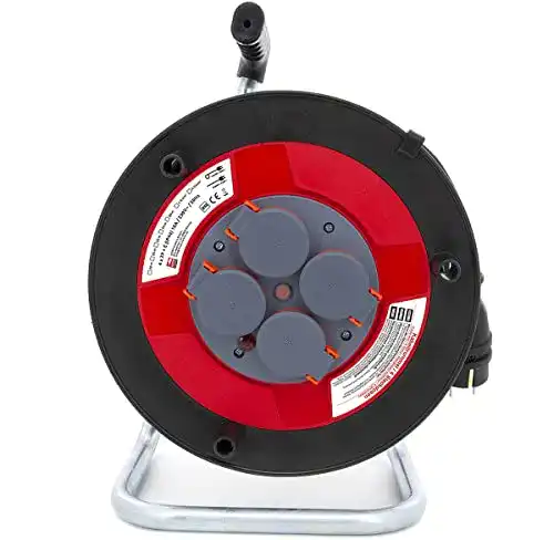 Kabeltrommel 50 Meter KOOP Elektro Gummi mit 4 Steckdosen IP44