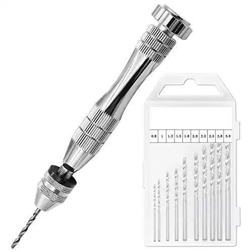 Handbohrer Lhedon Set mit Spiralbohrer Bits von 0.8 bis 3 mm für verschiedene Materialien