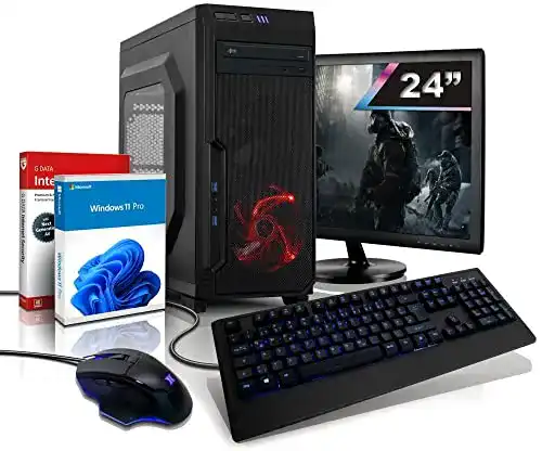 Gaming PC Set mit Ryzen 7 und 24 Zoll TFT Monitor