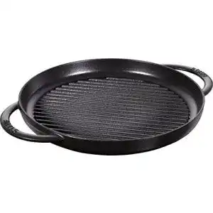 Staub Grillpfanne rund 30 cm aus Gusseisen in Schwarz