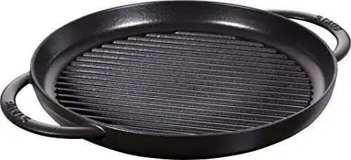 Staub Grillpfanne rund 30 cm aus Gusseisen in Schwarz