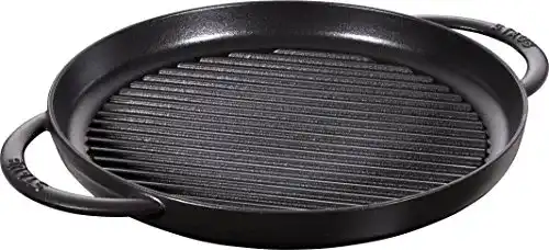 Staub Grillpfanne rund 30 cm aus Gusseisen in Schwarz