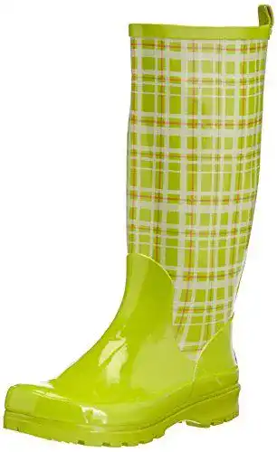 Playshoes Gummistiefel Damen Karo in Grün für Regenwetter