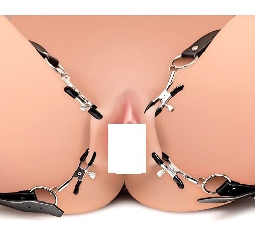 Schamlippenspreizer aus Leder von Tula-Toys mit einstellbaren Klammern