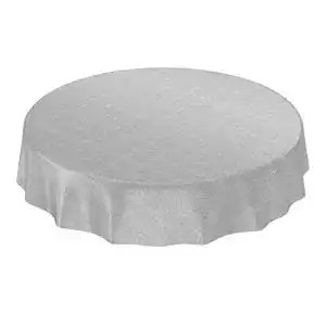 Wachstischdecke ANRO in Grau Leinenoptik, Rund 140 cm