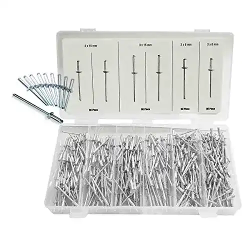 Blindnieten Set mit 320 Stück in verschiedenen Größen aus Aluminium und Stahl