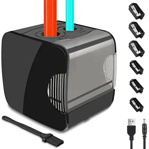 Elektrischer Anspitzer Yucuzft mit Behälter und 2 Größen von 6-12mm, USB