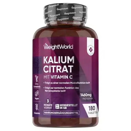 Kalium Tabletten 1460mg pro Portion – 180 Stück Vegan