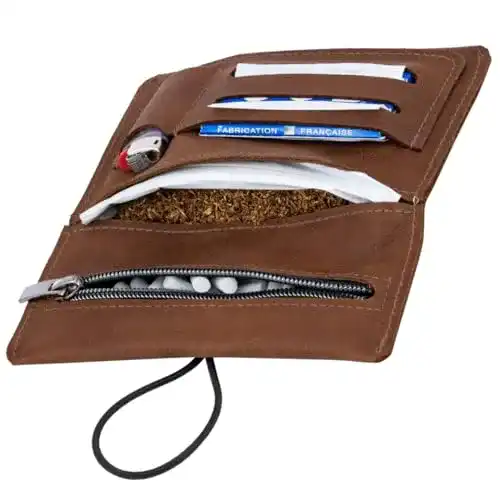Tabaktasche Simaru aus Leder für 30g Tabakbeutel und Dreher