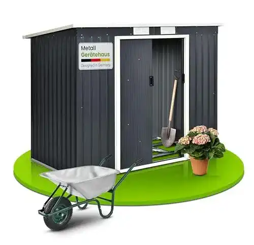 Juskys Metall Gerätehaus M mit Pultdach und 4 m³ Volumen