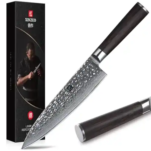 Xinzuo Damastmesser Kochmesser 20,1 cm aus Damaszener Stahl