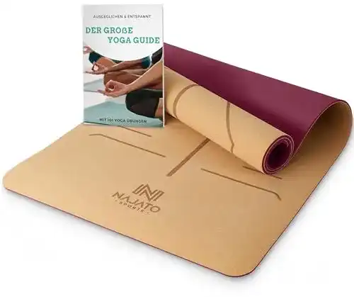 Yogamatte Kork Najato Sports – Rutschfeste Yoga Matte mit Tragegurt