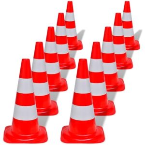 Verkehrsleitkegel vidaXL Set mit 10 Kegeln à 50 cm für Verkehrssicherheit