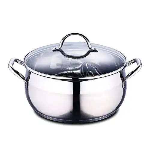 Kochtopf 8 Liter Bergner Gourmet mit Glasdeckel aus Edelstahl