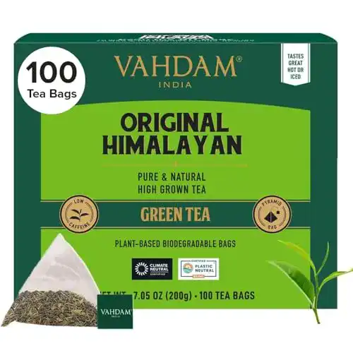 Detox-Tee von VAHDAM Grüner Tee aus dem Himalaya (100 Pyramiden Teebeutel)