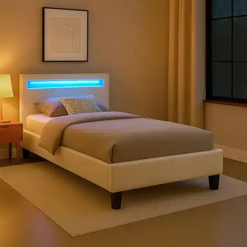 Jugendbett CARO-Möbel Polsterbett Mandalay mit LED-Beleuchtung
