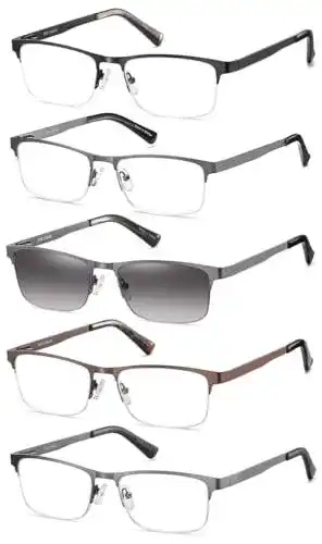 Lesebrille Eyecedar 5 Stück Herren Halber Rahmen Rechteck