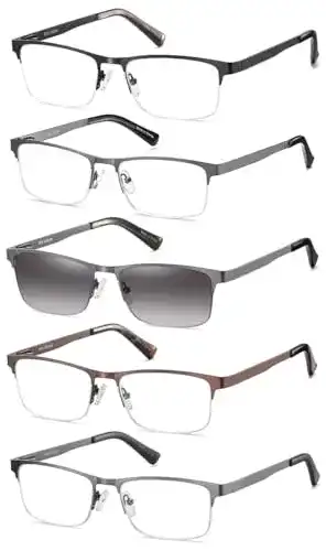 Lesebrille Eyecedar 5 Stück Herren Halber Rahmen Rechteck