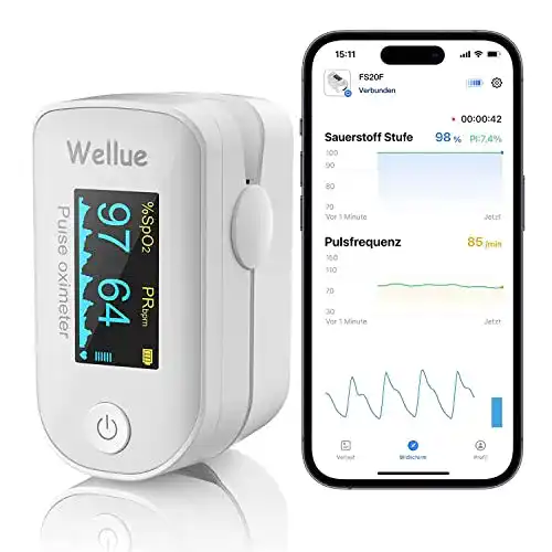 Pulsoximeter mit Bluetooth und Datenspeicher von Wellue