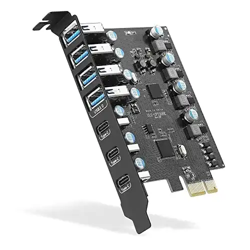 USB-PCI-Karte mit 7 Ports und 3 USB C Anschlüssen für Desktop-PC
