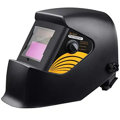 Monzana Automatik Schweißhelm mit großem Sichtfeld und Solarenergie