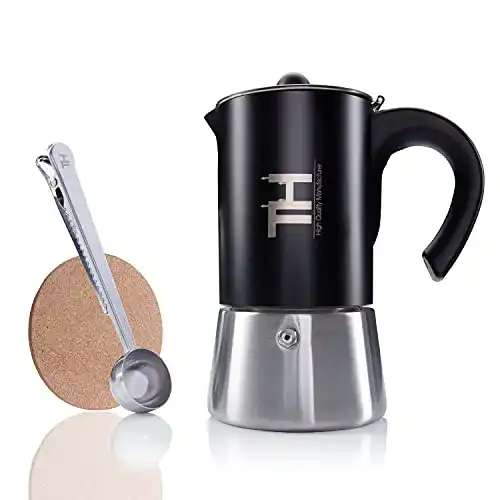 Espressokocher Thiru für Induktion 4 Tassen aus Edelstahl