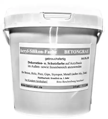 Betonfarbe Betongrau 1 L – Acryl-Silikon Farbe für verschiedene Anwendungen
