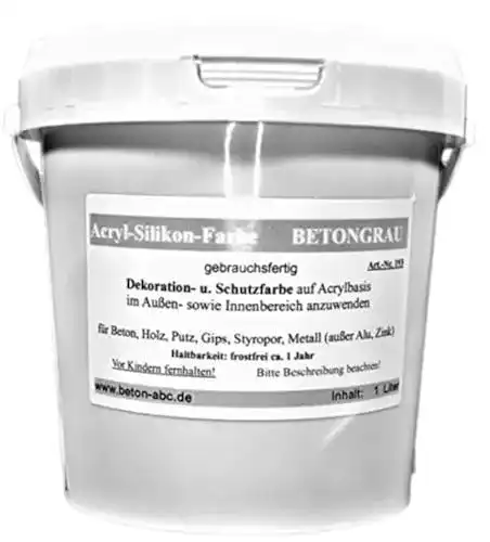 Betonfarbe Betongrau 1 L – Acryl-Silikon Farbe für verschiedene Anwendungen