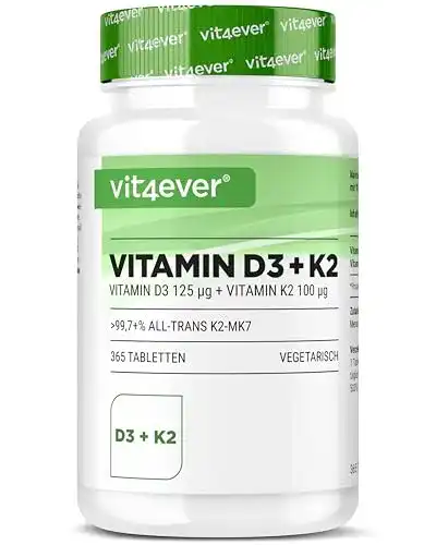 Vitamin K2 und D3 Depot Tabletten von Vit4ever, 365 Stück