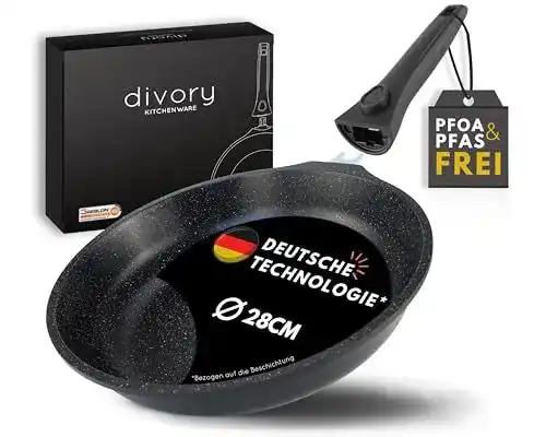 DIVORY Pfanne 28 cm mit abnehmbarem Griff und PTFE Beschichtung