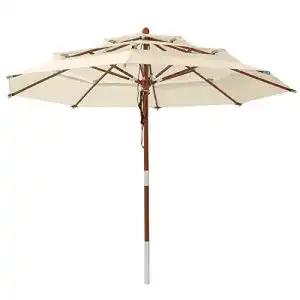 Anndora Sonnenschirm 3-lagig rund 3 m in Natural
