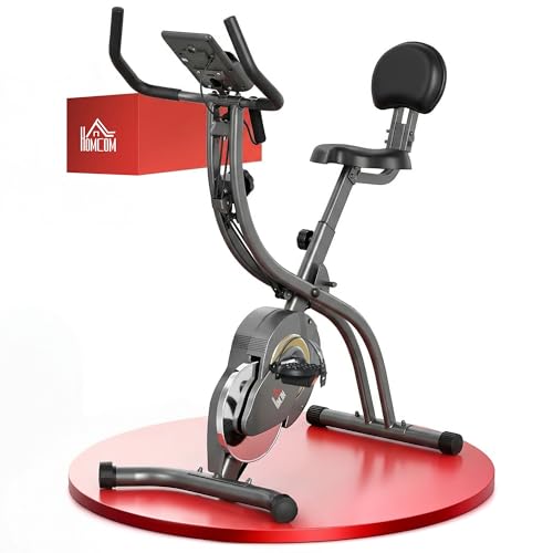 HOMCOM Heimtrainer X-Bike 2-in-1 Faltbarer Fitnesstrainer mit Rückenlehne