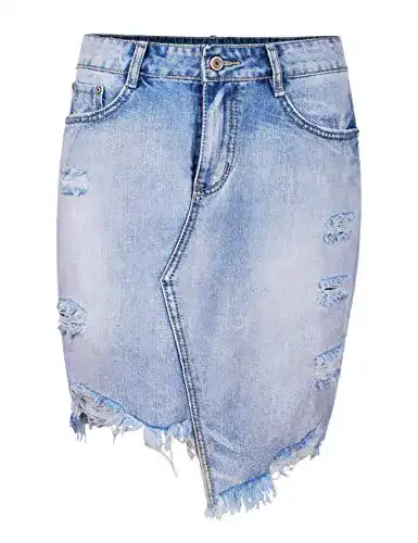 Jeansrock Fraternel Damen Denim Vintage Destroyed in Hellblau