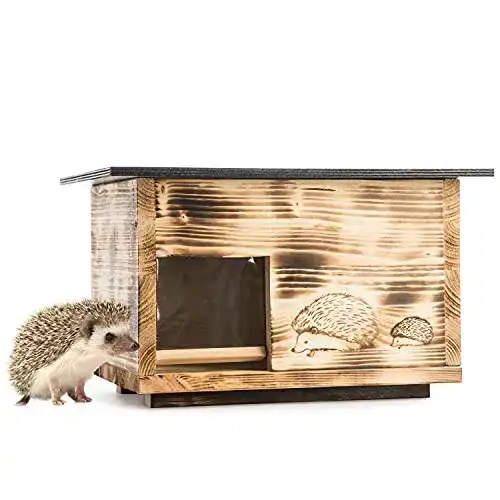 Igelhaus Woid Herz aus Kiefernholz mit Rattenklappe und abnehmbarem Dach