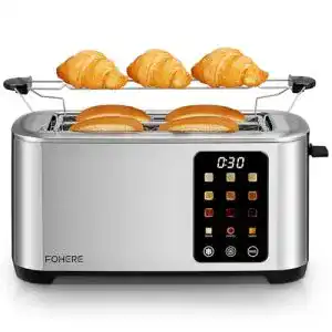 Doppel-Langschlitztoaster Fohere für 4 Scheiben und 1400W Edelstahl