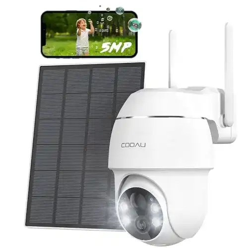 Überwachungskamera Solar COOAU 5MP für Außenbereich