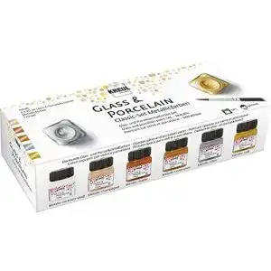 Glasfarbe Kreul 16603 – Set für Glas und Porzellan in Metallicfarben