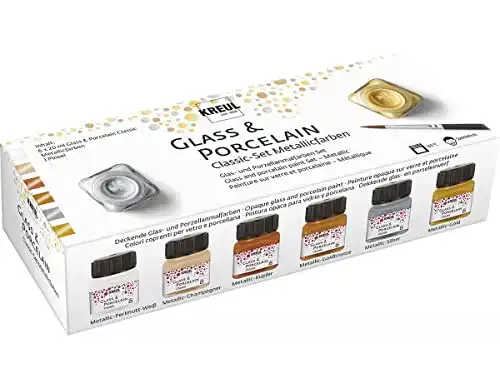 Glasfarbe Kreul 16603 – Set für Glas und Porzellan in Metallicfarben