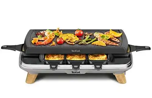 Tefal Raclette Gourmet 8 Personen mit tiefen Pfännchen und Grillplatte