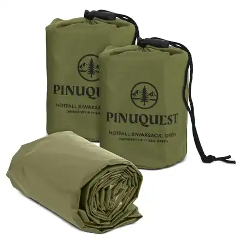 Notfallzelt Pinuquest Biwaksack 2er-Set grün/orange (213 × 91 cm)