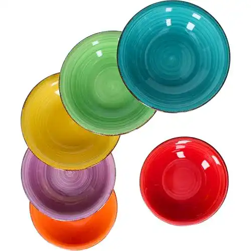 Suppenteller MamboCat 6er Set Uni bunt aus Steingut