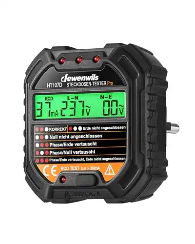 Steckdosentester mit RCD-Prüfung und LCD-Voltage-Display
