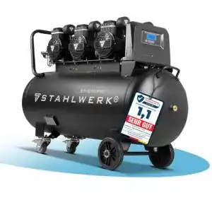 Stahlwerk Kompressor 400V mit 100L Tank, ölfrei und leise, 10 bar
