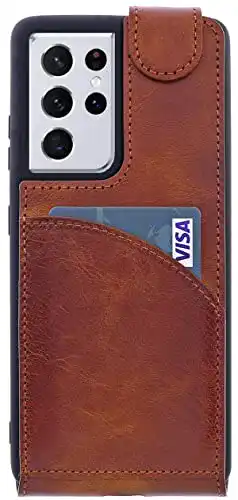Samsung Galaxy S21 Ultra Hülle Burkley Leder Flip Case