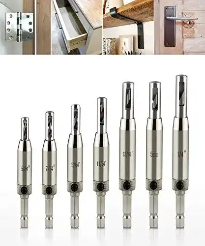 Scharnierbohrer Set von Qwork, selbstzentrierend, 5/64 Zoll bis 1/4 Zoll