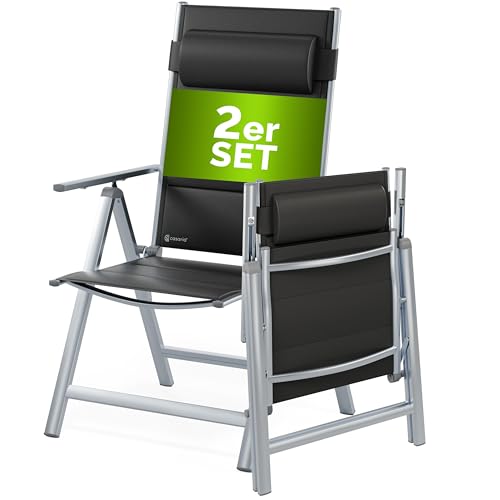Alu-Klappsessel Casaria Gartenstühle im 2er Set klappbar und gepolstert