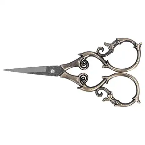 Atyhao Stickschere Retro 4,3 Zoll aus Edelstahl mit Vintage-Design