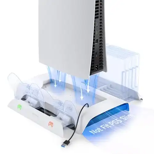 PS5 Standfuß Kiwihome mit Kühler, RGB, Dual Controller Ladestation