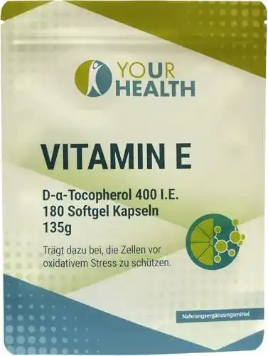 Vitamin E 400 I.E. – 180 Softgel Kapseln als Nahrungsergänzungsmittel