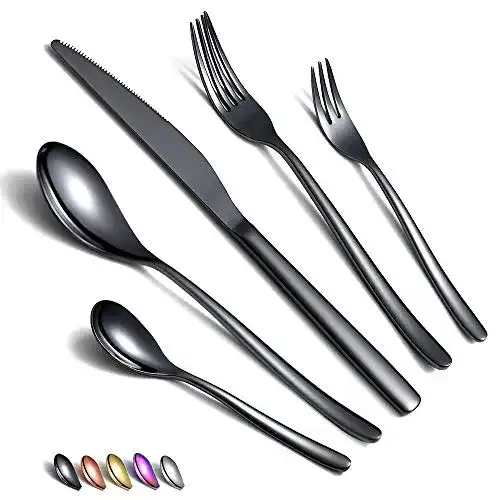 Schwarzes Besteckset HOMQUEN 30 Stück aus Edelstahl
